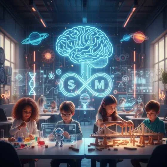 Деца играят със STEM играчки в модерна класна стая