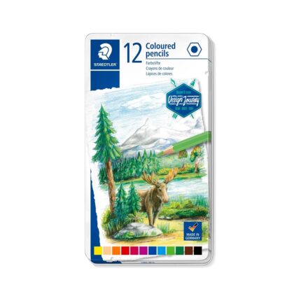 Цветни моливи Staedtler Design Journey, 12 цвята в метaлна кутия