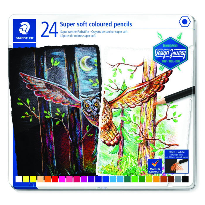 Цветни моливи Staedtler Design Journey super soft, 24 цвята, метална кутия Цветни моливи Staedtler Design Journey super soft, 24 цвята, метална кутия
