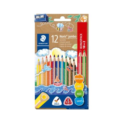 Цветни моливи Staedtler NC 128 Jumbo, 10+2 цвята + острилка