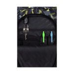 Ученическа раница CoolPack Fast Dinopark, преден джоб с ключодържател и химикалки отблизо