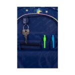 Ученическа раница CoolPack Fast Stars, преден джоб с ключодържател и химикалки отблизо