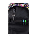 Ученическа раница CoolPack Prime Pro Diary, преден джоб с ключодържател и химикалки отблизо