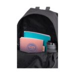Ученическа раница CoolPack rpet Grey Sonic отвътре, с тетрадки и бутилка