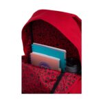 Ученическа раница CoolPack rpet Red Sonic отвътре, с тетрадки и бутилка