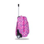 Ученическа раница на колела CoolPack Compact Hello Kitty Pink отстрани, с телескопична дръжка и колела