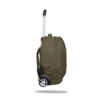 Ученическа раница на колела CoolPack Compact rpet Olive отстрани, с телескопична дръжка и колела