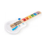 Сензорна китара Hape Baby Einstein, бяла, с дървен гриф и цветни клавиши с животни