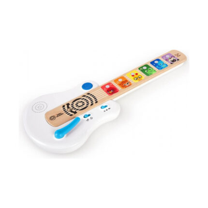 Сензорна китара Hape Baby Einstein, бяла, с дървен гриф и цветни клавиши с животни