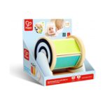 Бебешки въртящ се барабан Hape с огледало в кутия, с черно-бели и цветни шарки