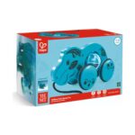 Дървена играчка за дърпане Hape The Met, хипопотам Уилям в кутия, в синьо с черни рисунки