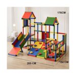 Размери на детската катерушка Feelkids 6 в 1 със стена за катерене: дължина 205 см, ширина 154 см и височина 176 см