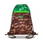 Спортна торба CoolPack Vert City Jungle с кафяв пикселен десен, зелен горен край и преден джоб с цип