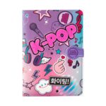 Тефтер A5 CoolPack K-pop Bright с магнитно закопчаване и розово-лилава корица с надпис K-POP и облаче