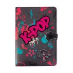 Тефтер A5 CoolPack K-pop Dark с магнитно закопчаване и черна корица с розов надпис K-POP и пантера