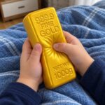Детски палец натиска средата на златното кюлче и оставя дълбока вдлъбнатина.